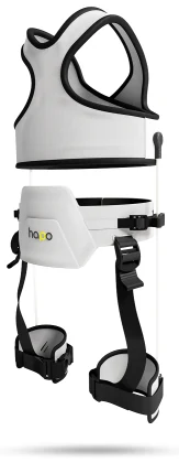 Exosquelette Hapo CS, harnais blanc et noir avec appuis aux cuisses